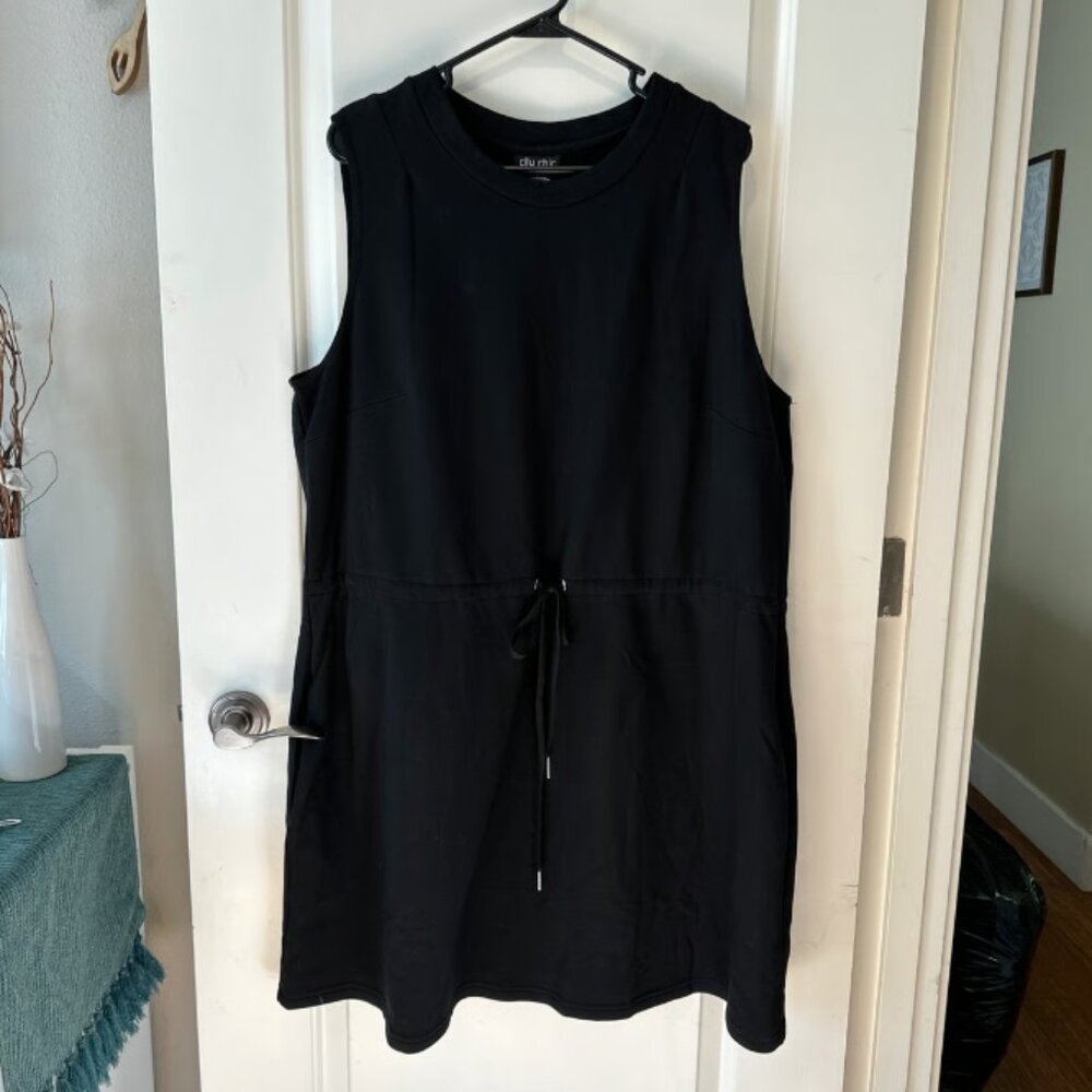 City Chic Tunic Tuesday‎ Black Sleeveless Drawstring Waist Mini Dress XL NWT